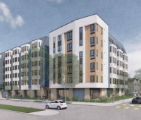 Early renderings of a proposed teacher housing project in Berkeley at 1701 San Pablo Ave.